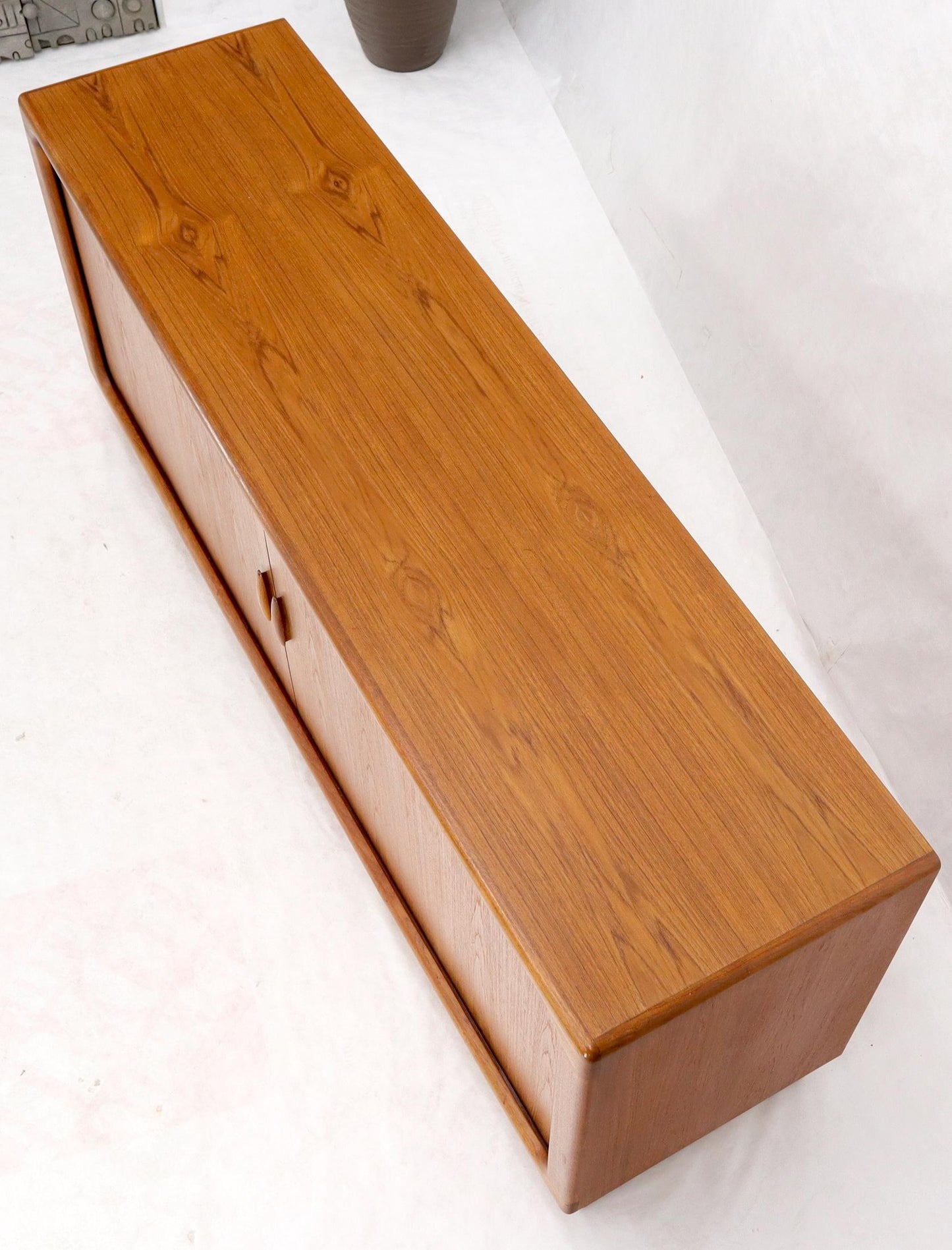 EstablishedLines Danish Mid-Century Modern Teak Tambour Doors Long Dresser Credenza by Dyrlund