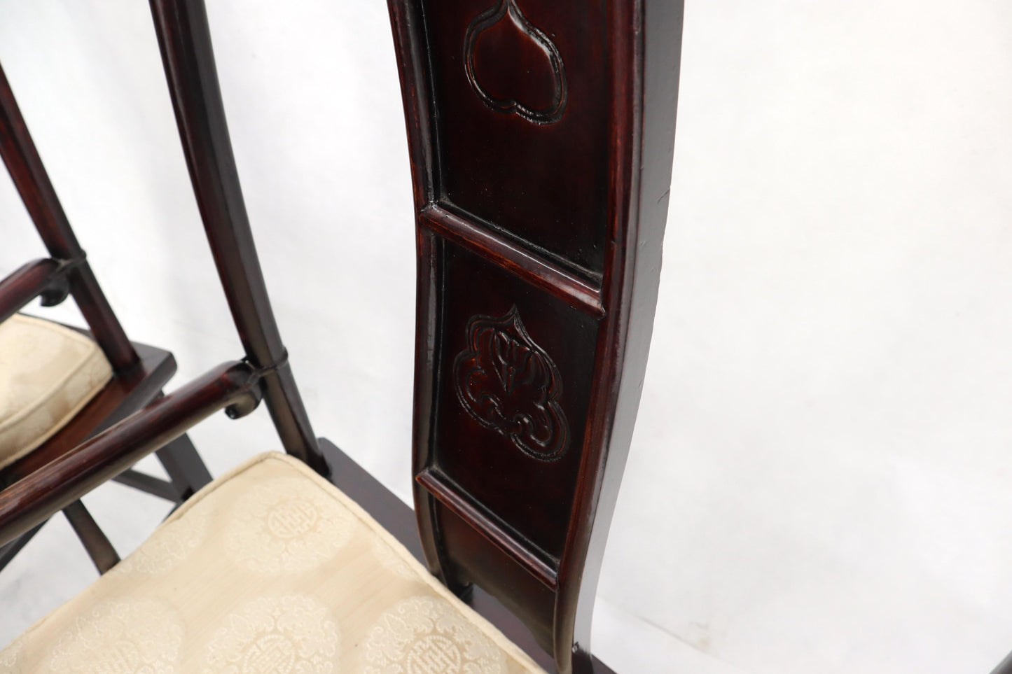EstablishedLines Pair of Chinese Rosewood Nicely Carved Arm Side Chairs