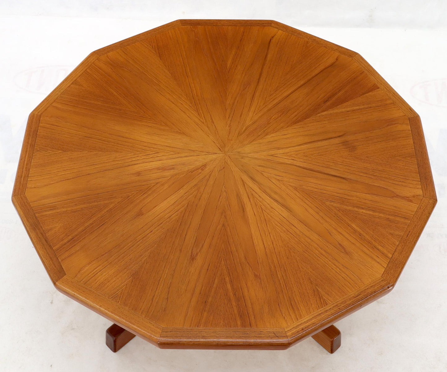EstablishedLines Danish Mid-Century Modern Hexagon Top Heavy Cross Base Coffee Table