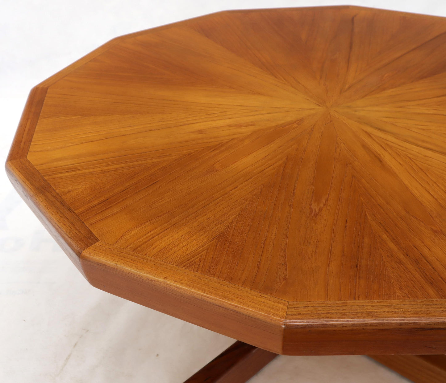 EstablishedLines Danish Mid-Century Modern Hexagon Top Heavy Cross Base Coffee Table