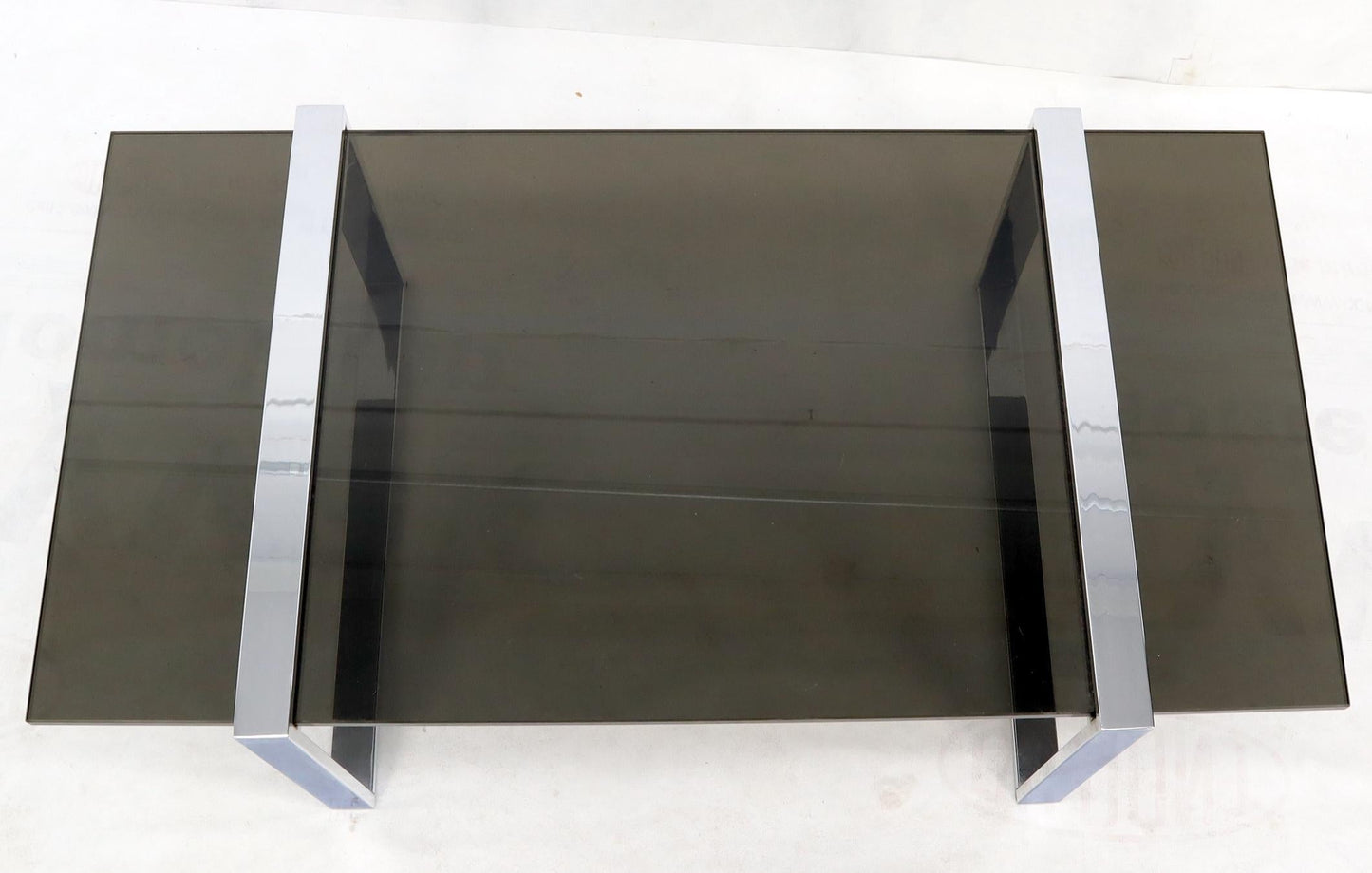 EstablishedLines Thick Smoked Glass Top Chrome Base Rectangle Coffee Table