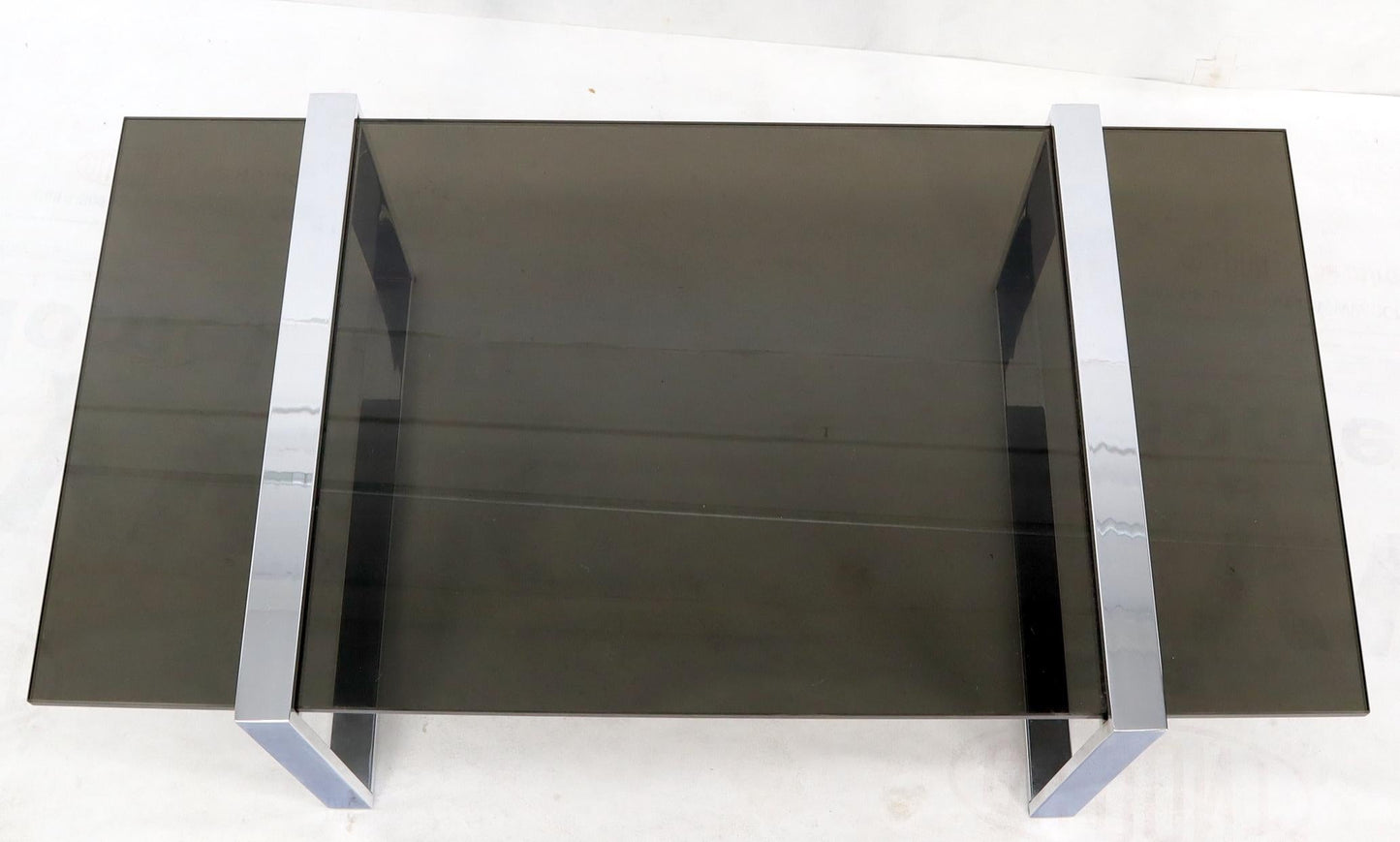 EstablishedLines Thick Smoked Glass Top Chrome Base Rectangle Coffee Table