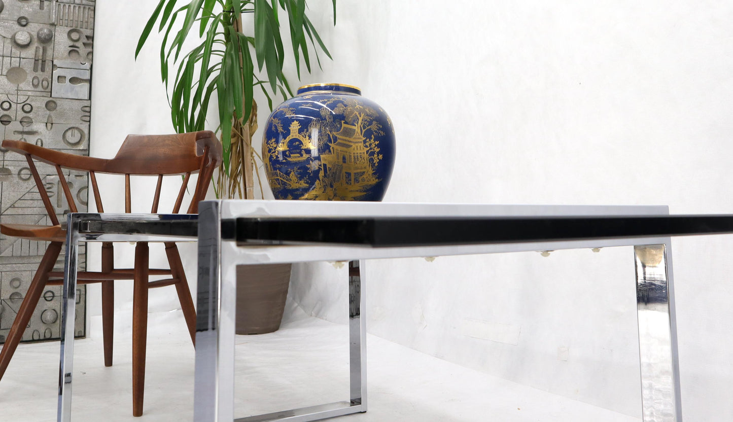 EstablishedLines Thick Smoked Glass Top Chrome Base Rectangle Coffee Table