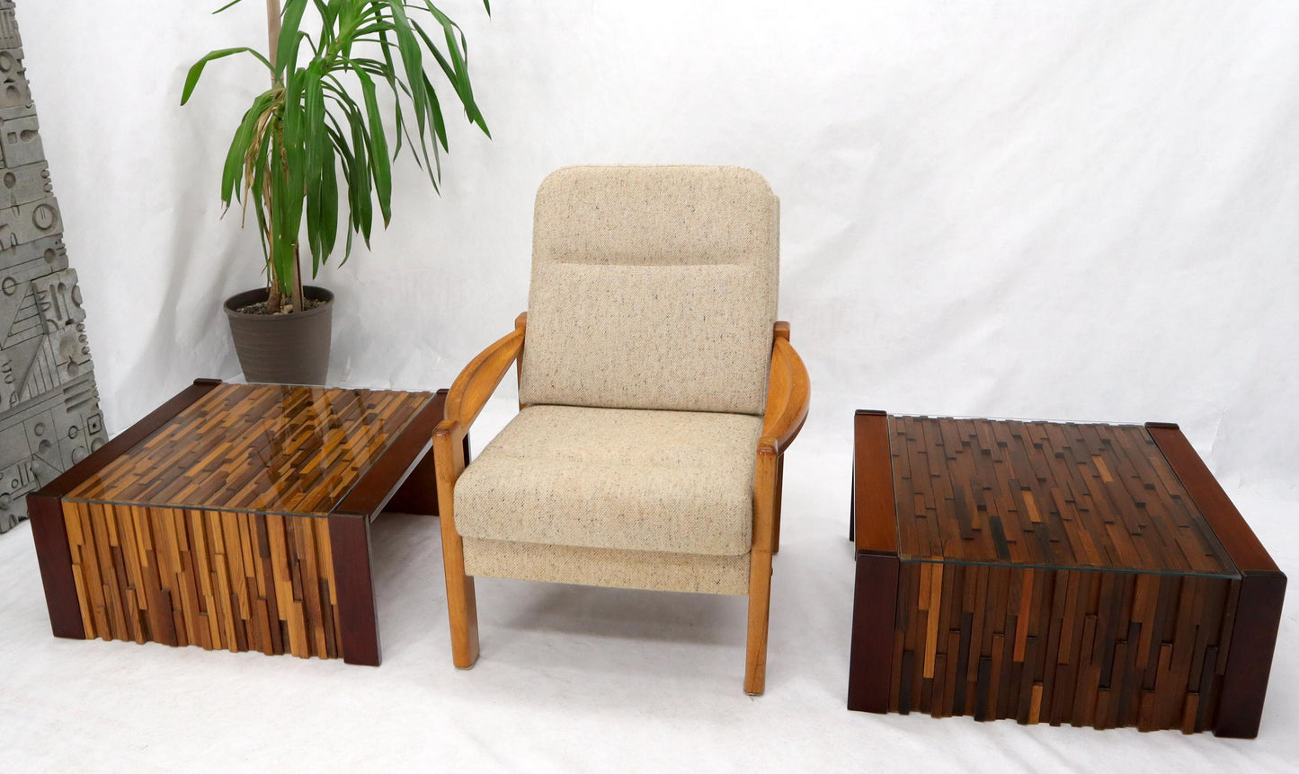 EstablishedLines Pair of Percival Lafer Coffee Table Brazilian Rosewood Exotic Wood Mosaic