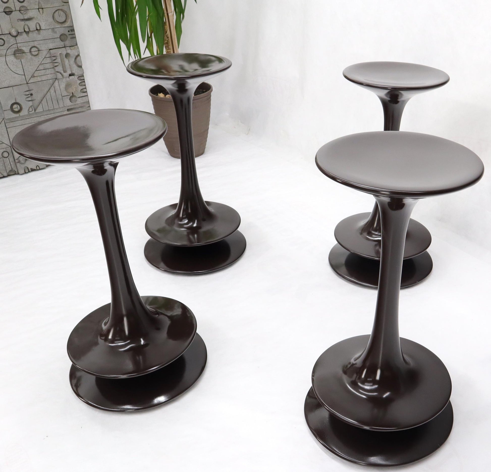 EstablishedLines Set of 4 Rare Polished Weighed Composite Pawn Form Chess Pieces Bar Stool
