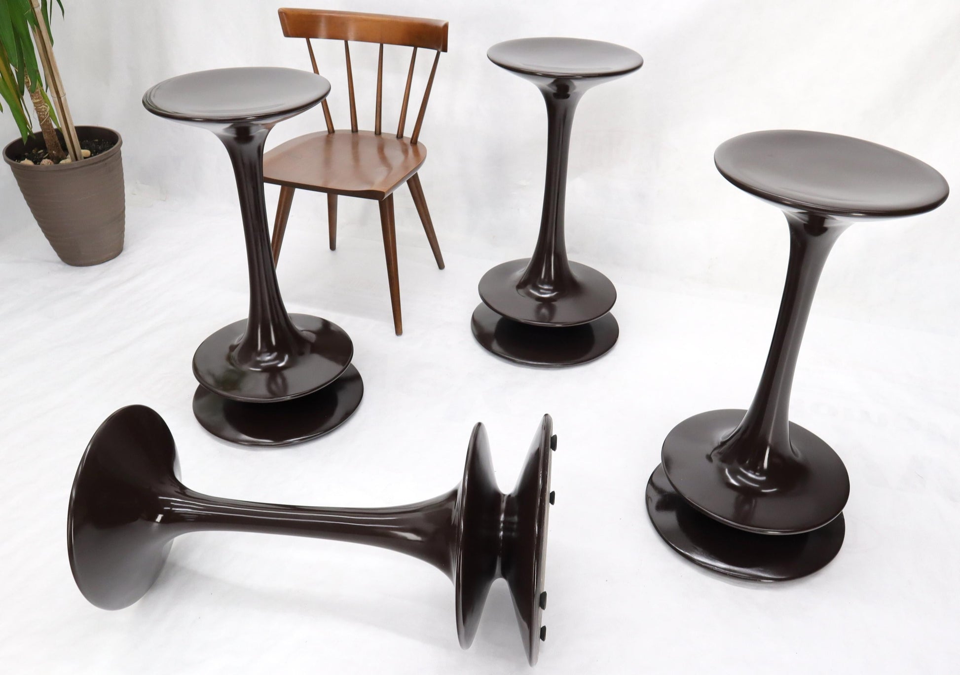 EstablishedLines Set of 4 Rare Polished Weighed Composite Pawn Form Chess Pieces Bar Stool