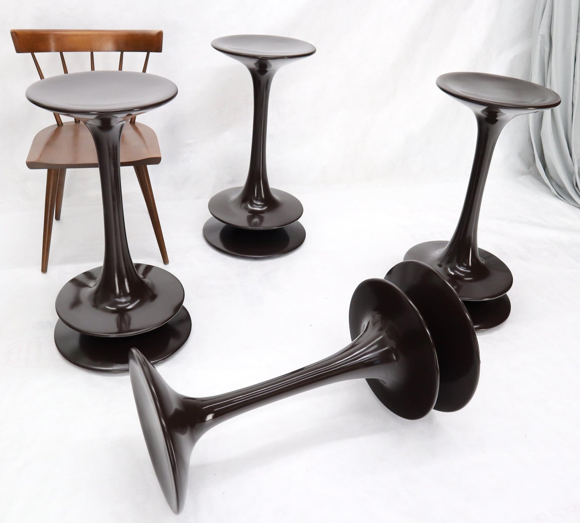 EstablishedLines Set of 4 Rare Polished Weighed Composite Pawn Form Chess Pieces Bar Stool