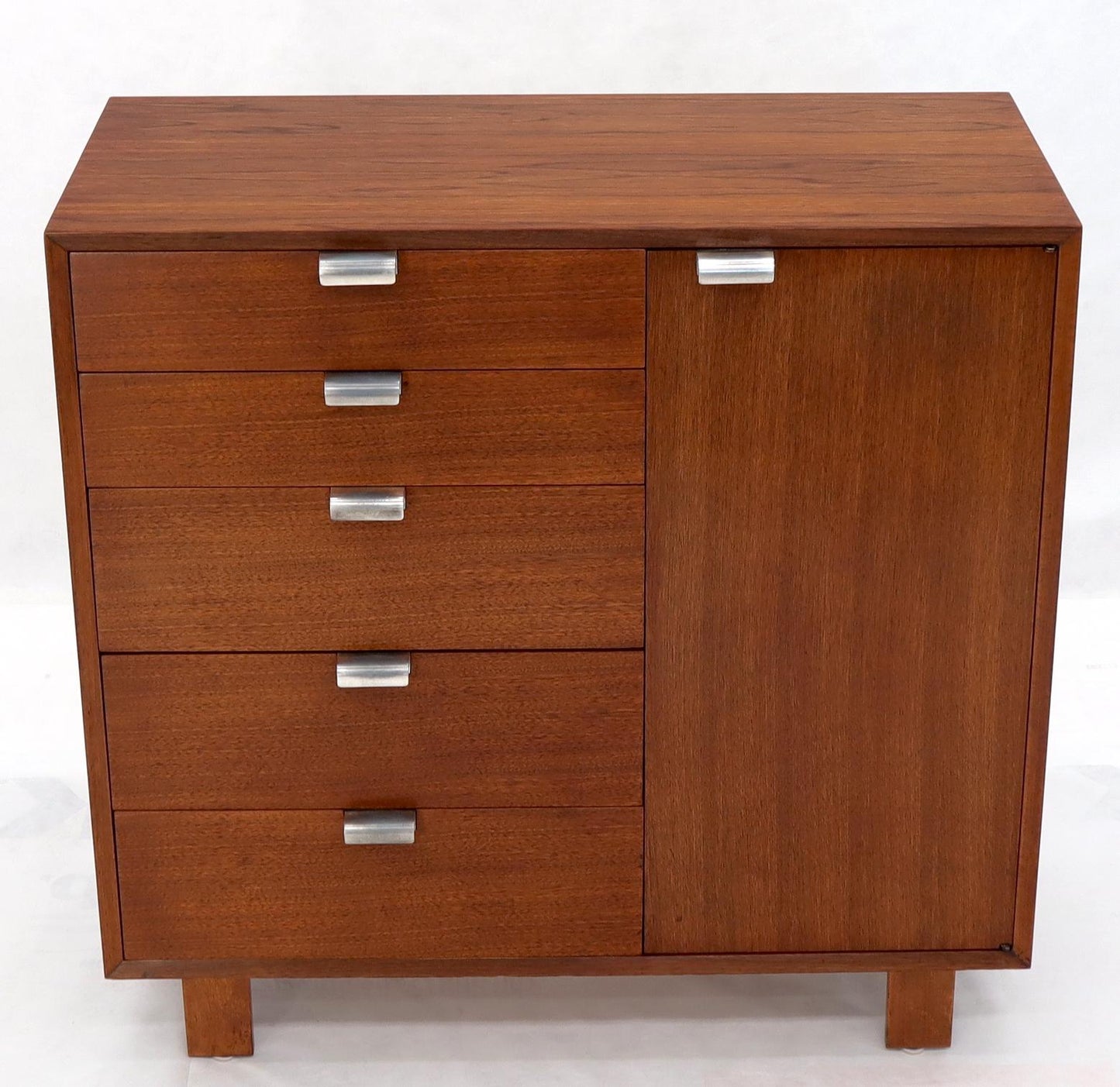 EstablishedLines George Nelson Walnut One-Door 5 Drawers Gentleman's High Chest Dresser Cabinet