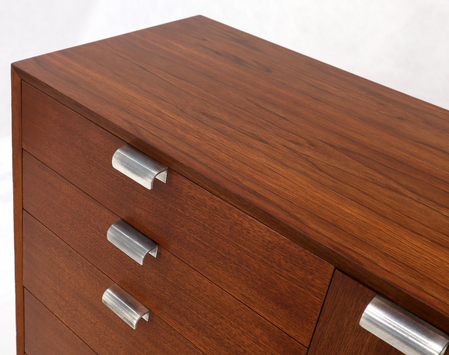 EstablishedLines George Nelson Walnut One-Door 5 Drawers Gentleman's High Chest Dresser Cabinet