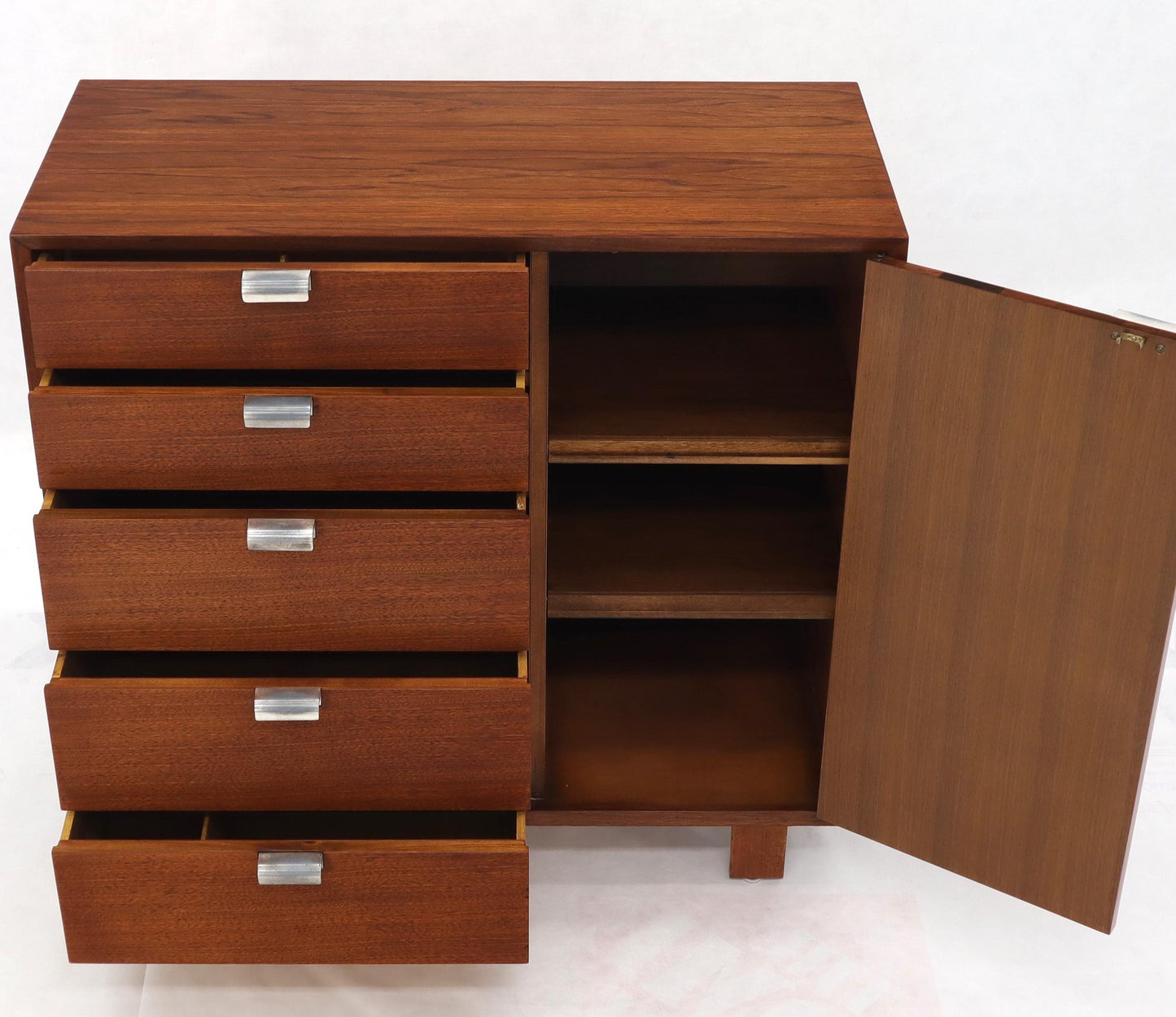 EstablishedLines George Nelson Walnut One-Door 5 Drawers Gentleman's High Chest Dresser Cabinet