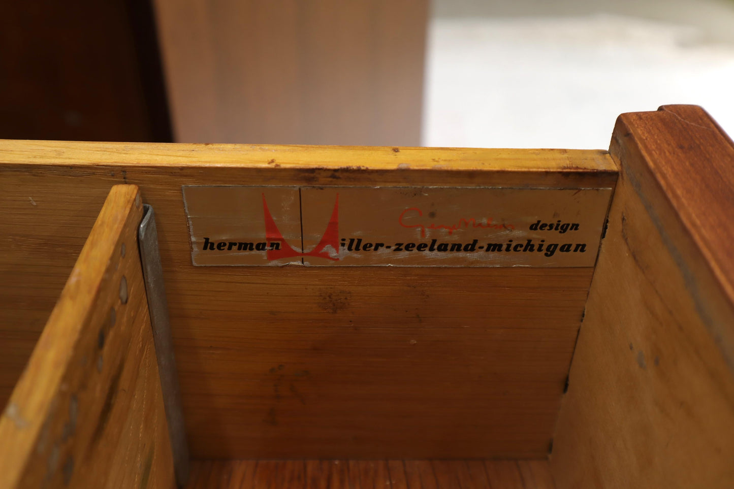 EstablishedLines George Nelson Walnut One-Door 5 Drawers Gentleman's High Chest Dresser Cabinet