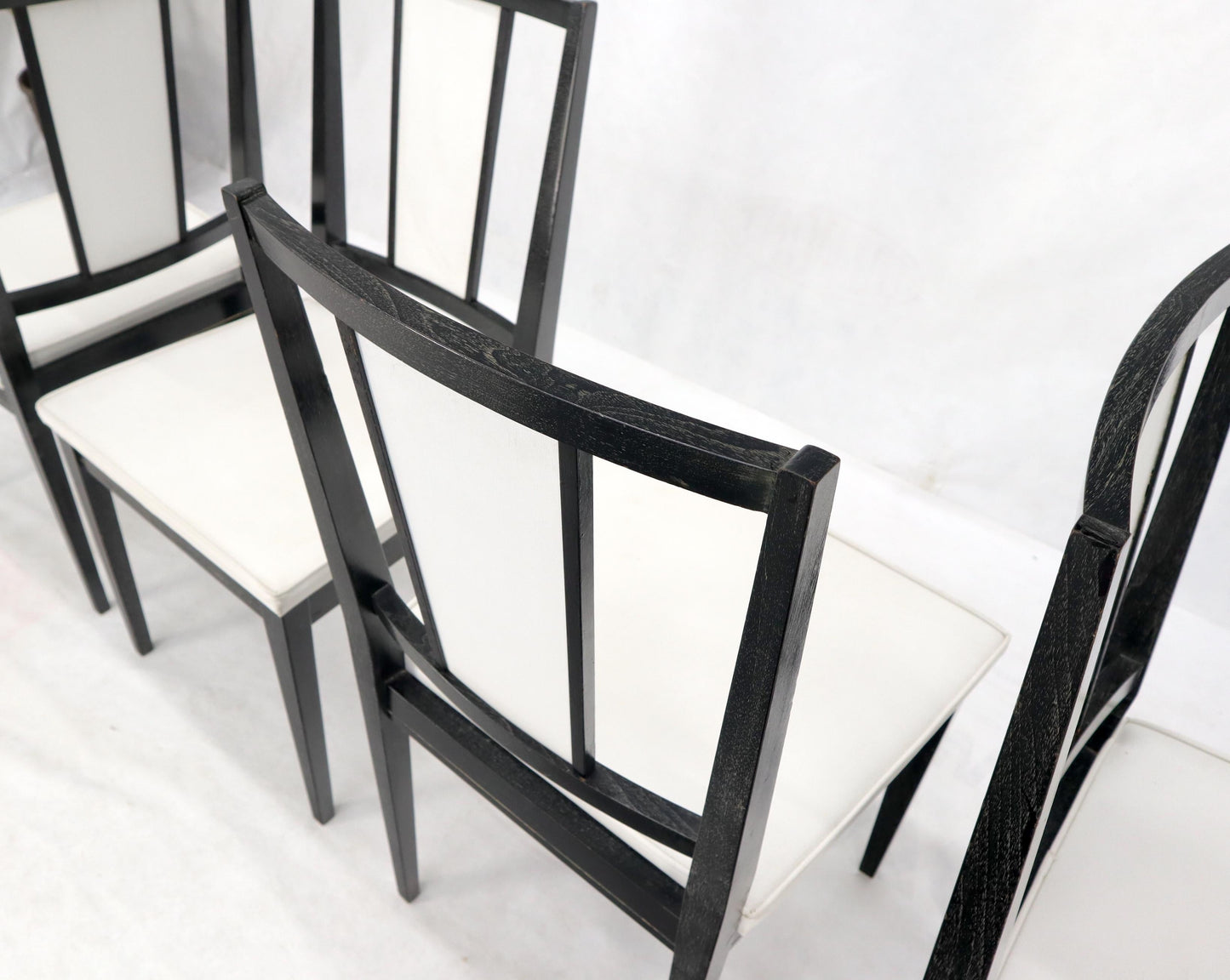 EstablishedLines Set of Six Ebonized Cerused Walnut Dining Chairs