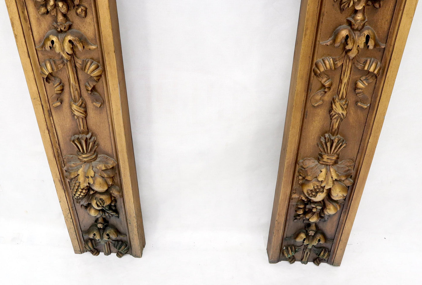 EstablishedLines Pair of Door Frame Decoration Mounts Columns Sculptures Gold Cherubs Motive