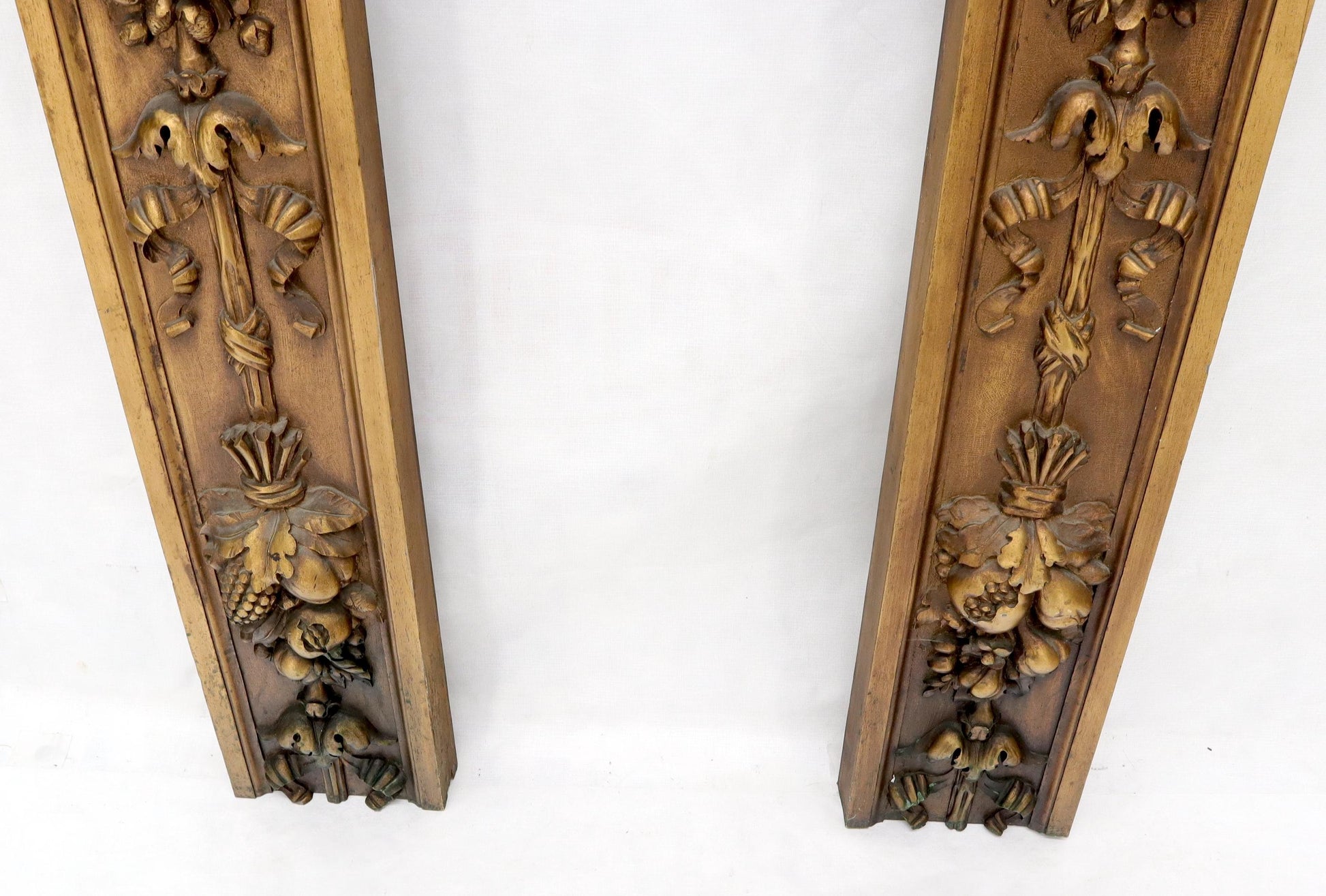 EstablishedLines Pair of Door Frame Decoration Mounts Columns Sculptures Gold Cherubs Motive