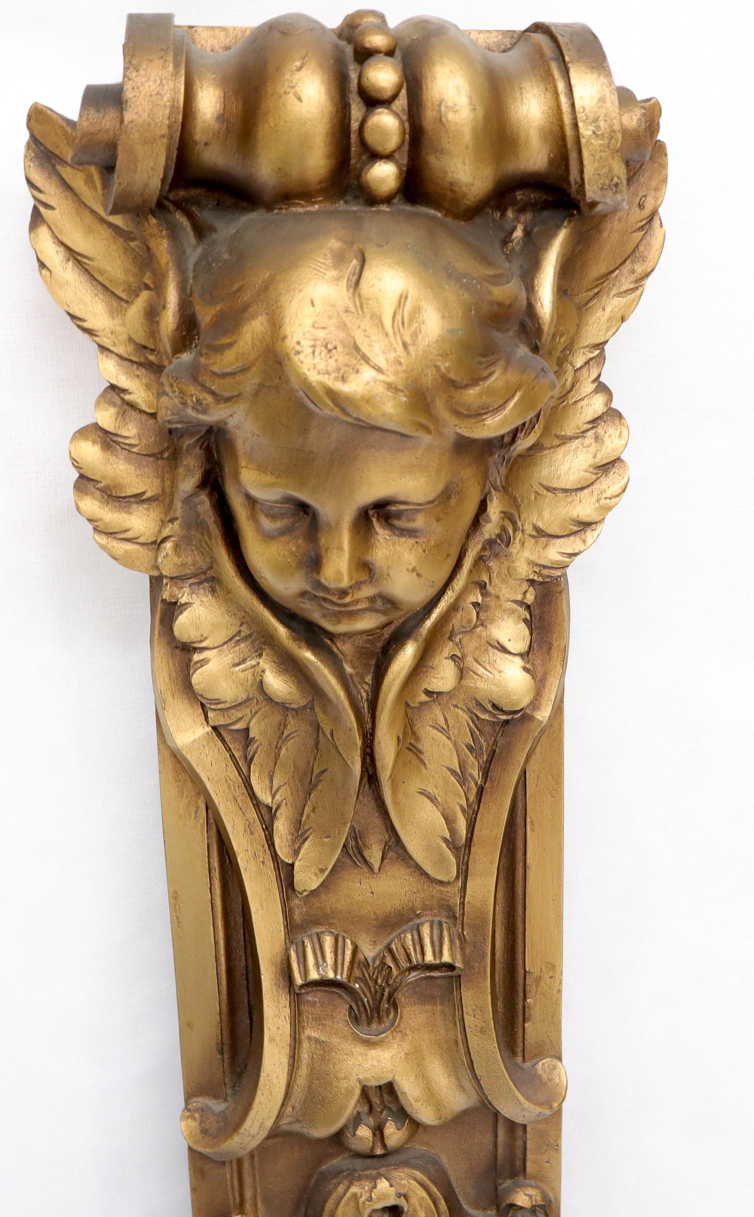 EstablishedLines Pair of Door Frame Decoration Mounts Columns Sculptures Gold Cherubs Motive