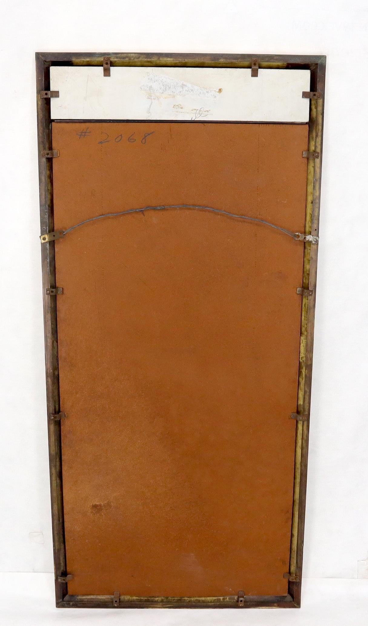 EstablishedLines Beveled Solid Brass Travertine Insert Frame Mid-Century Modern Wall Mirror