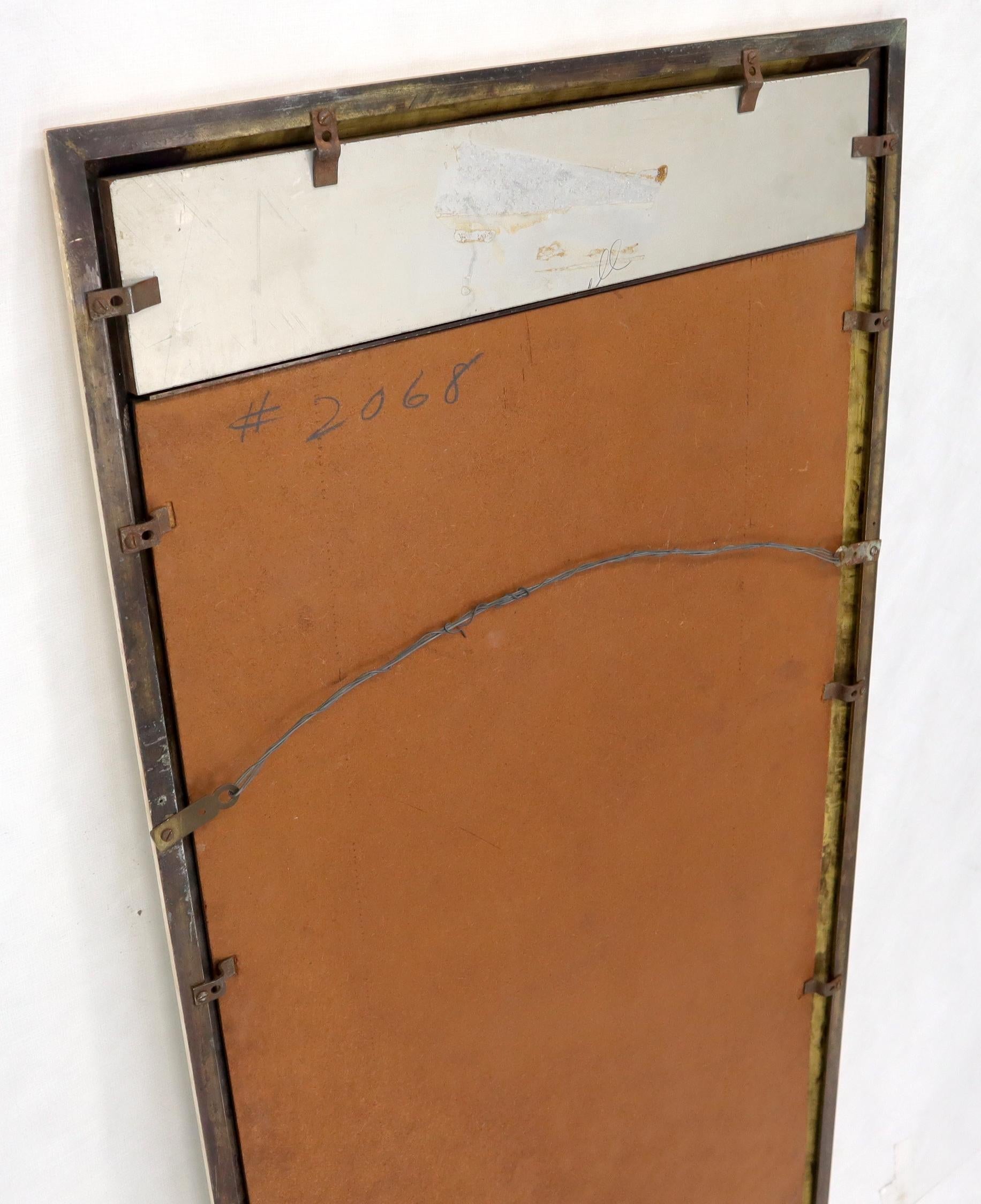 EstablishedLines Beveled Solid Brass Travertine Insert Frame Mid-Century Modern Wall Mirror