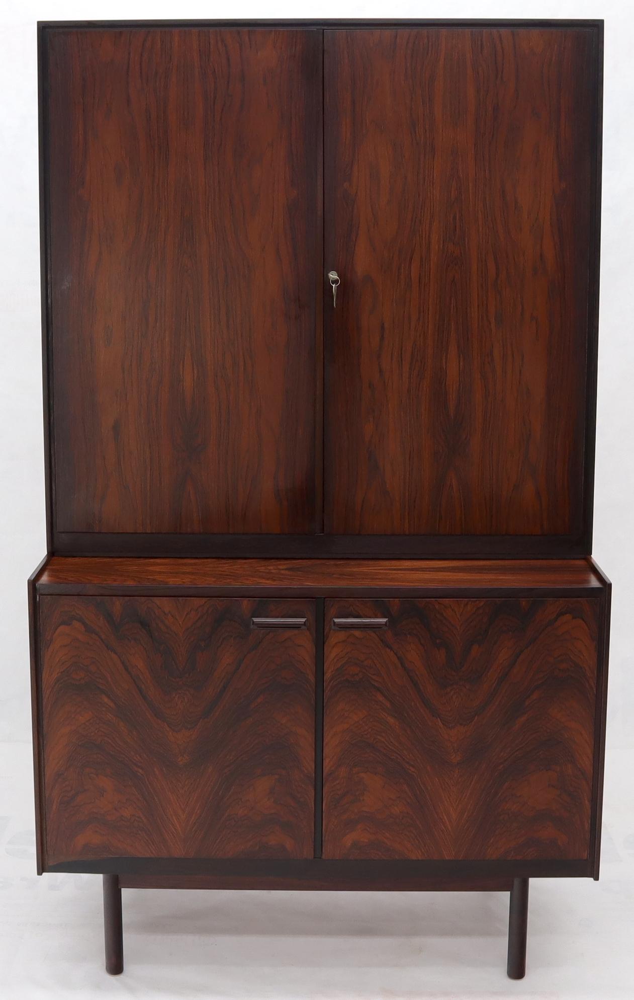 EstablishedLines Danish Mid-Century Modern Two Part Rosewood Storage Cabinet Credenza