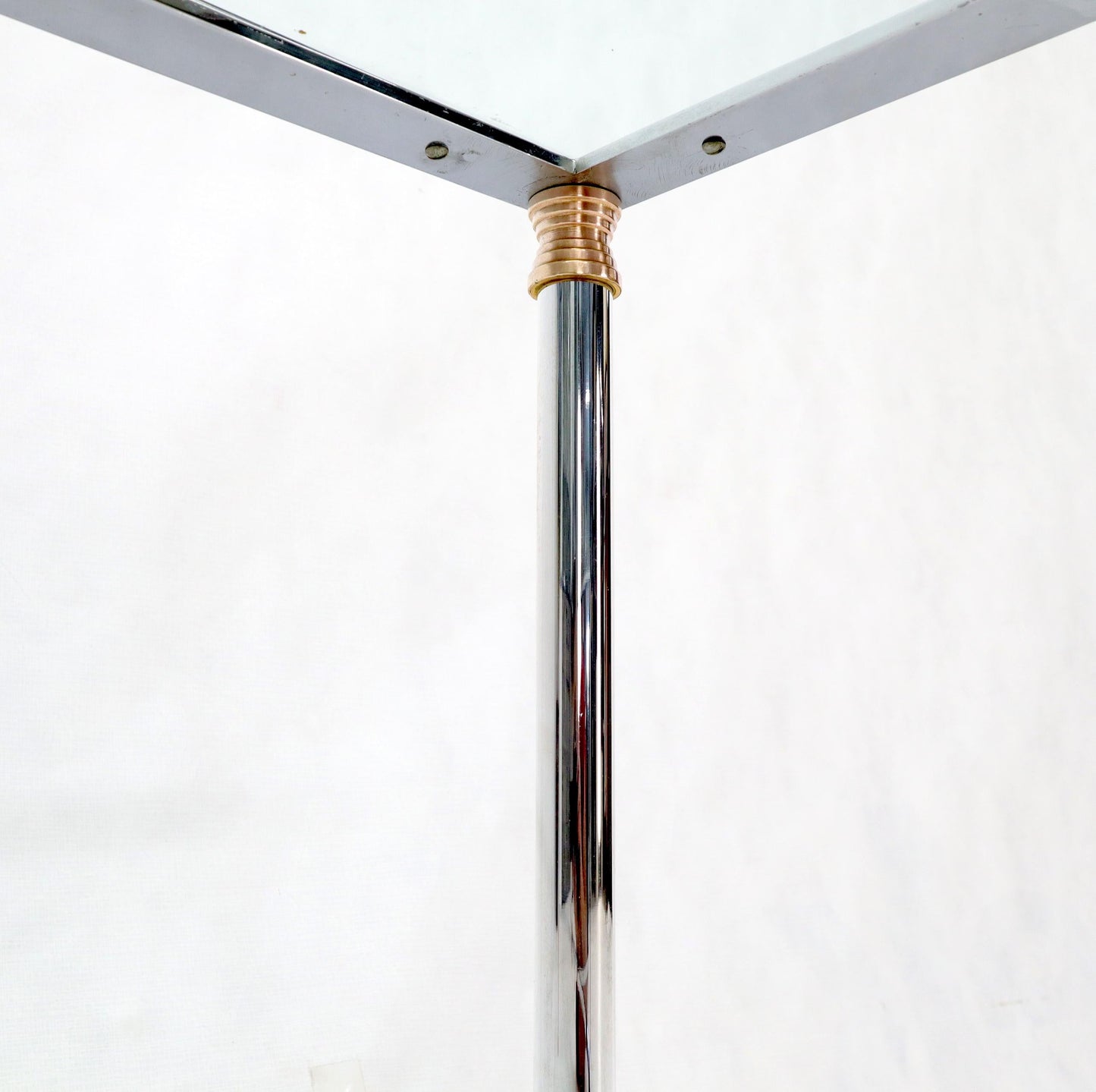 EstablishedLines Brass Chrome Glass & Copper Square Coffee Table Atr. to Jansen