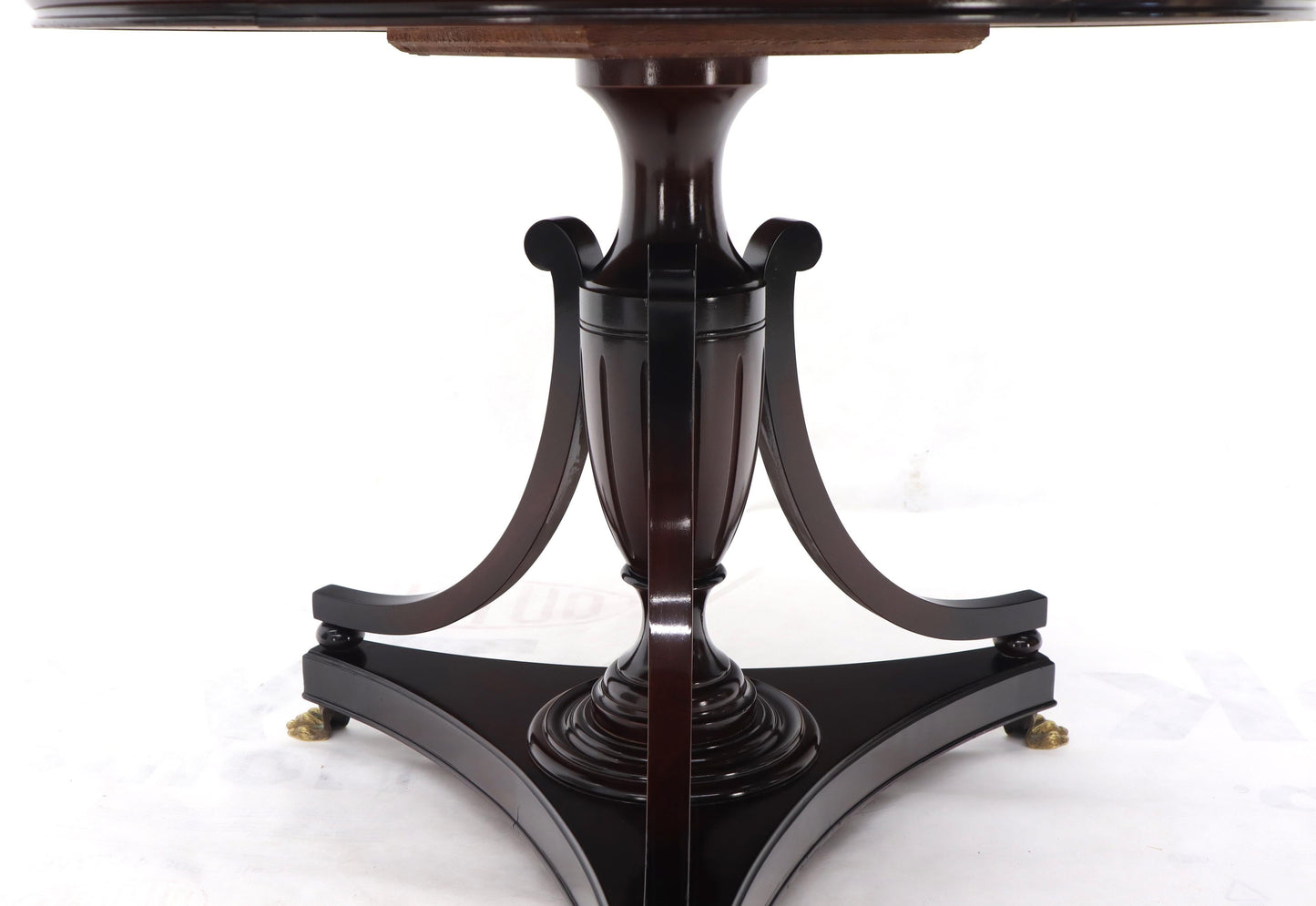 EstablishedLines Mahogany Cup Shape Base Pink Marble Top Brass Claw Feet Center Table Gueridon