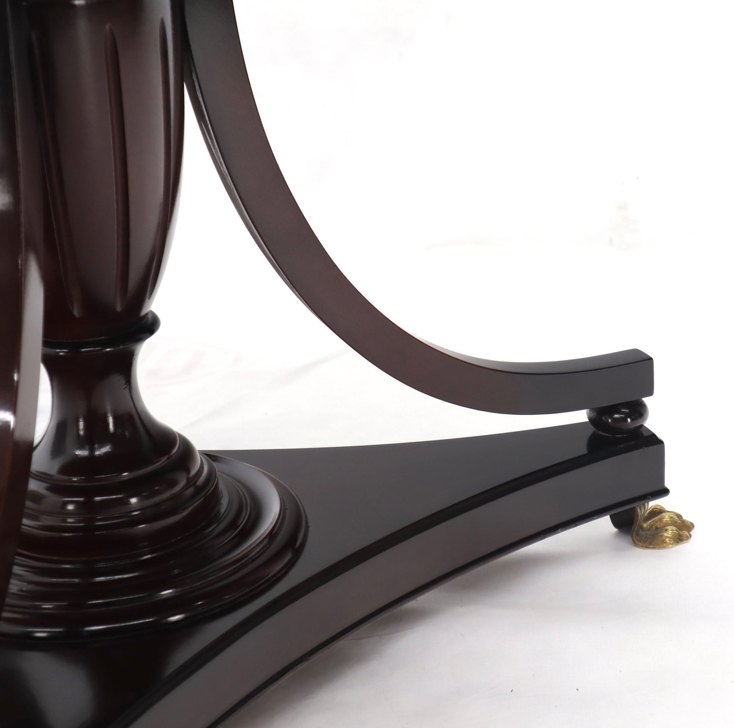 EstablishedLines Mahogany Cup Shape Base Pink Marble Top Brass Claw Feet Center Table Gueridon