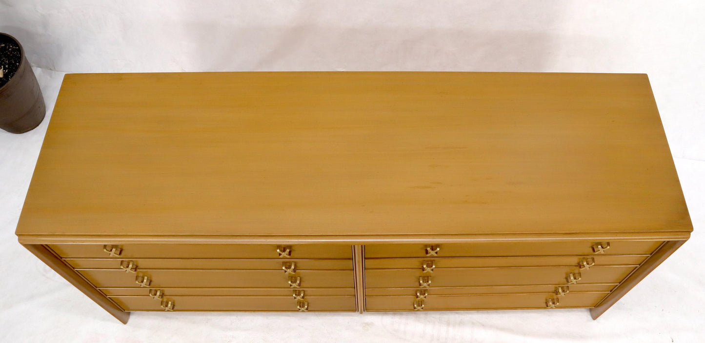 EstablishedLines Paul Frankl for Johnson Furniture 10 Drawer Double Dresser Solid Brass X Pulls