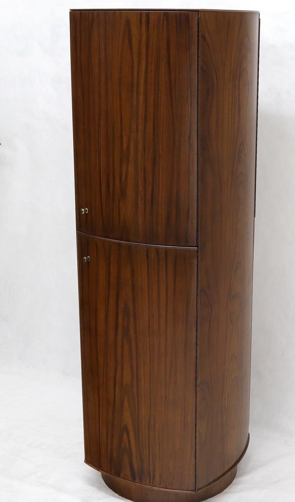 EstablishedLines Unusual Double Sided Swivel Cylinder Shape Dresser Cheval Mirror Combo Cabinet