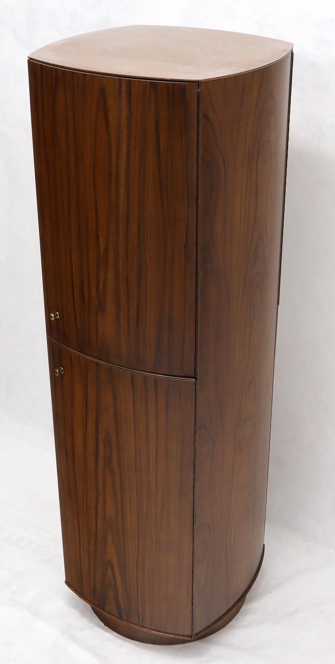 EstablishedLines Unusual Double Sided Swivel Cylinder Shape Dresser Cheval Mirror Combo Cabinet