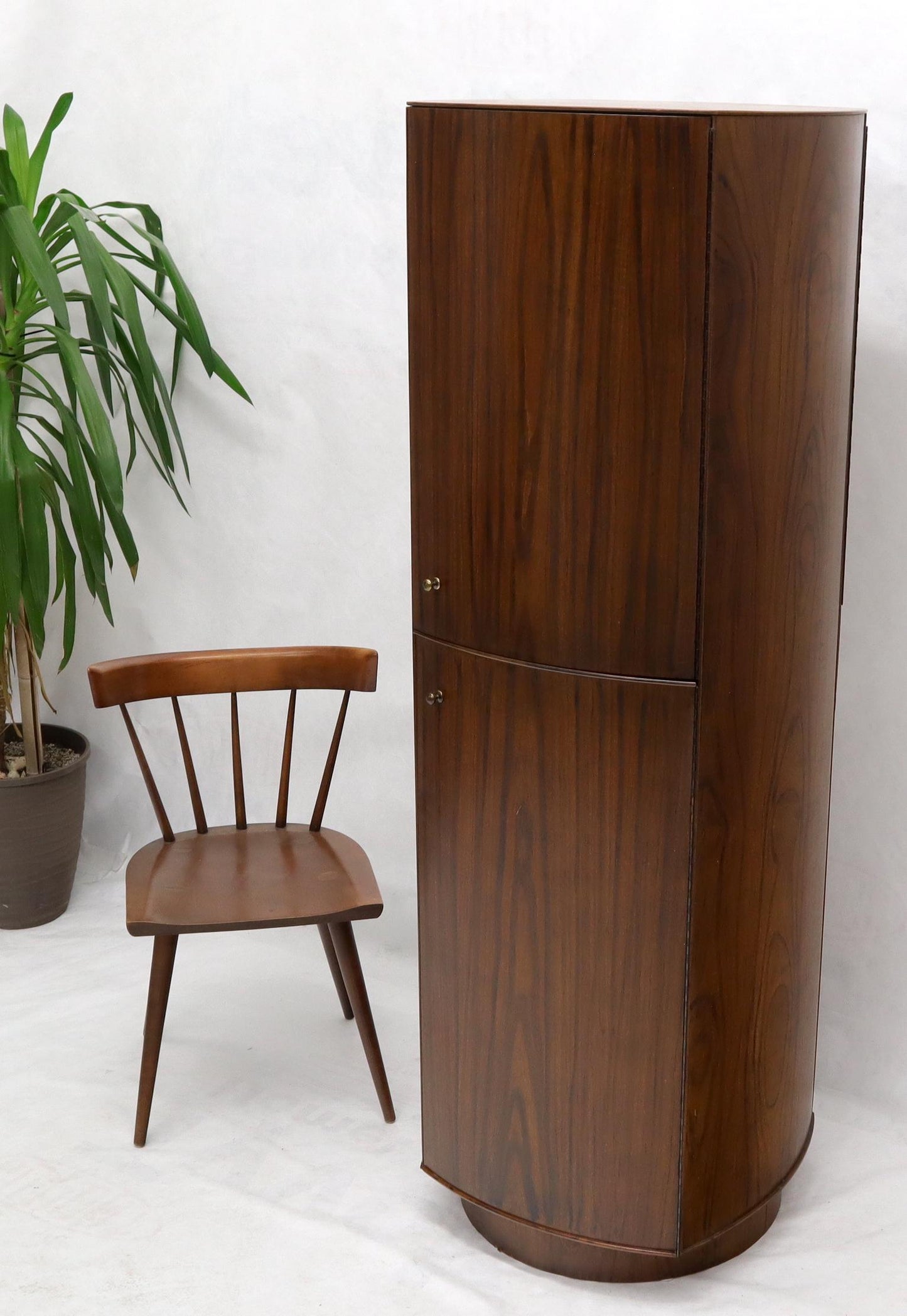 EstablishedLines Unusual Double Sided Swivel Cylinder Shape Dresser Cheval Mirror Combo Cabinet