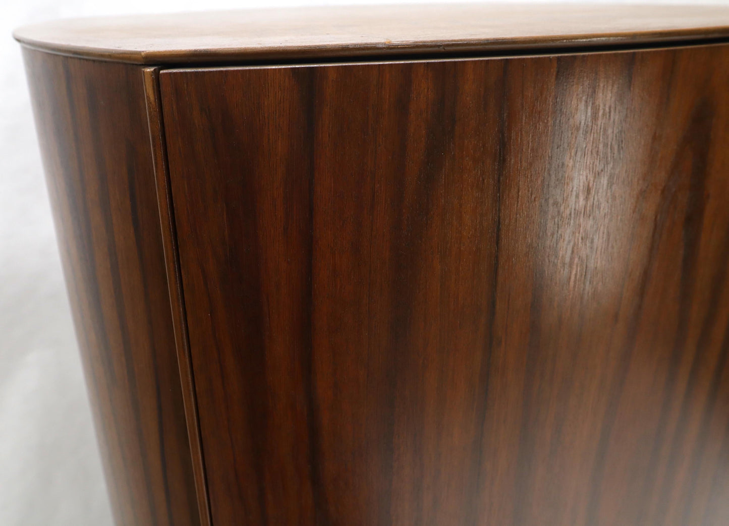 EstablishedLines Unusual Double Sided Swivel Cylinder Shape Dresser Cheval Mirror Combo Cabinet
