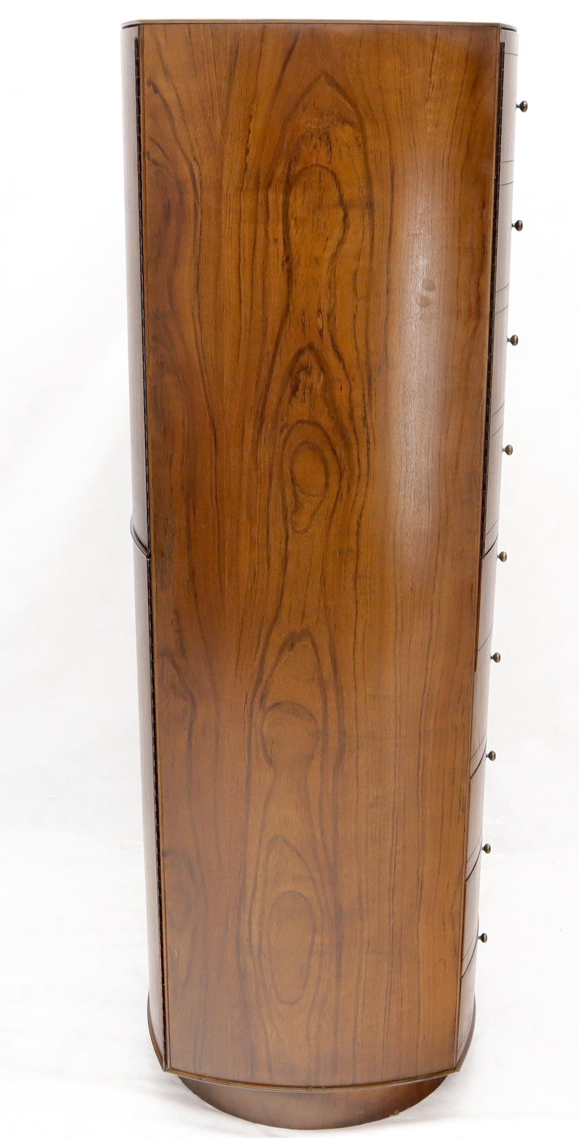 EstablishedLines Unusual Double Sided Swivel Cylinder Shape Dresser Cheval Mirror Combo Cabinet