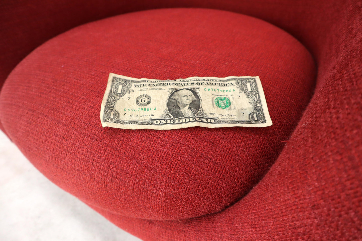 EstablishedLines Italian Mid-Century Modern New Red Upholstery Lounge Chair on Solid Brass Legs