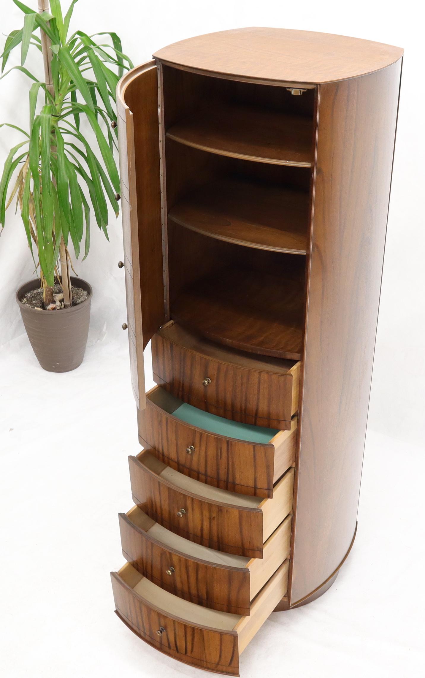 EstablishedLines Unusual Double Sided Swivel Cylinder Shape Dresser Cheval Mirror Combo Cabinet