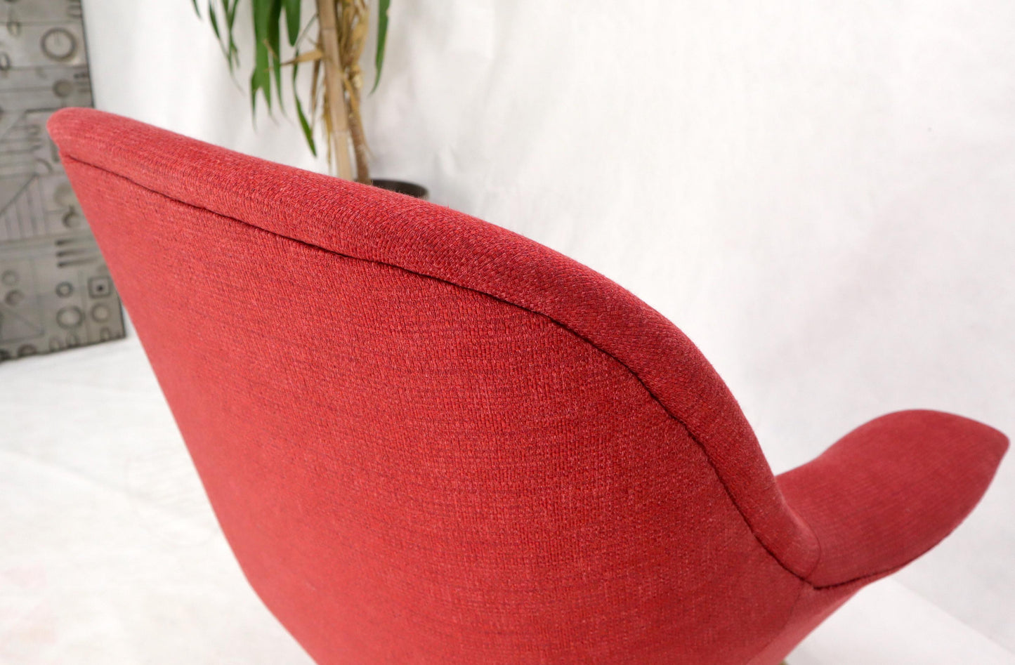 EstablishedLines Italian Mid-Century Modern New Red Upholstery Lounge Chair on Solid Brass Legs