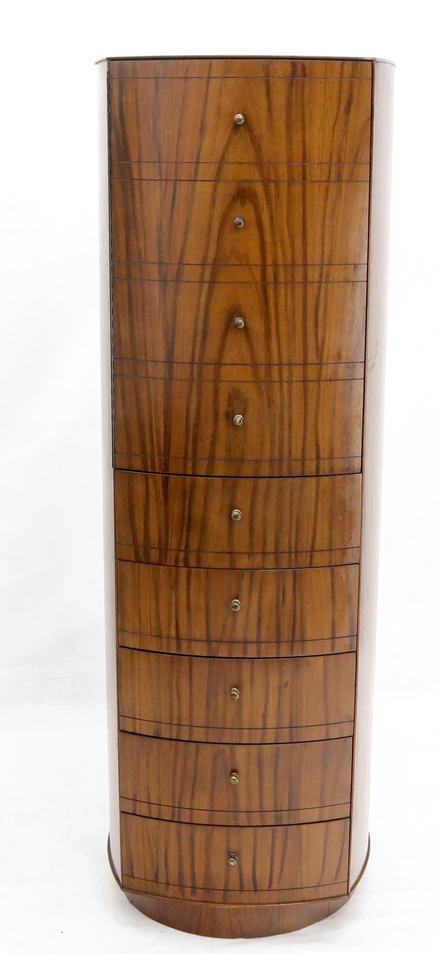 EstablishedLines Unusual Double Sided Swivel Cylinder Shape Dresser Cheval Mirror Combo Cabinet