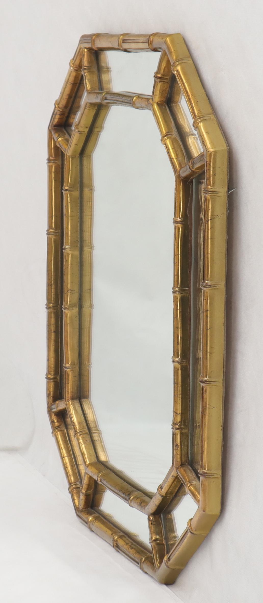 EstablishedLines Rectangle Hexagon Shape Gold Finish Gilt Faux Bamboo Wall Mirror