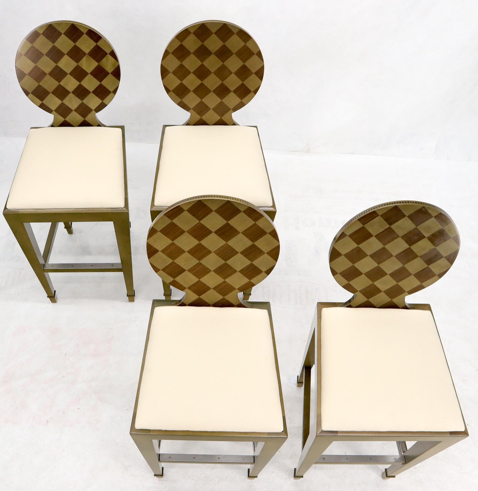 EstablishedLines Set of 4 Decorated Memphis Style Bar Stools New Upholstery
