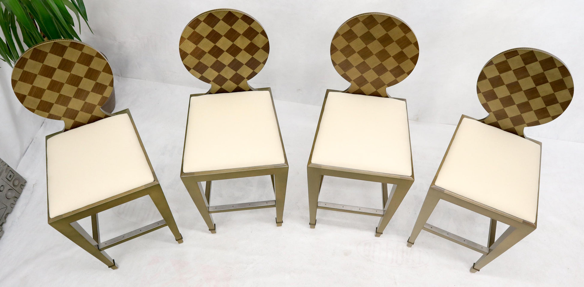 EstablishedLines Set of 4 Decorated Memphis Style Bar Stools New Upholstery