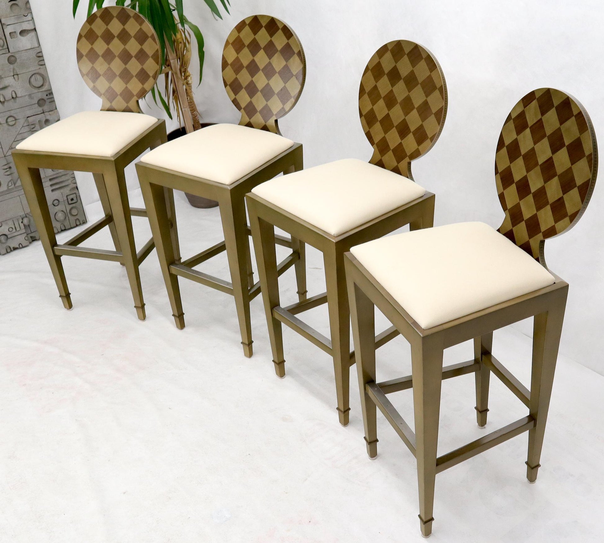 EstablishedLines Set of 4 Decorated Memphis Style Bar Stools New Upholstery