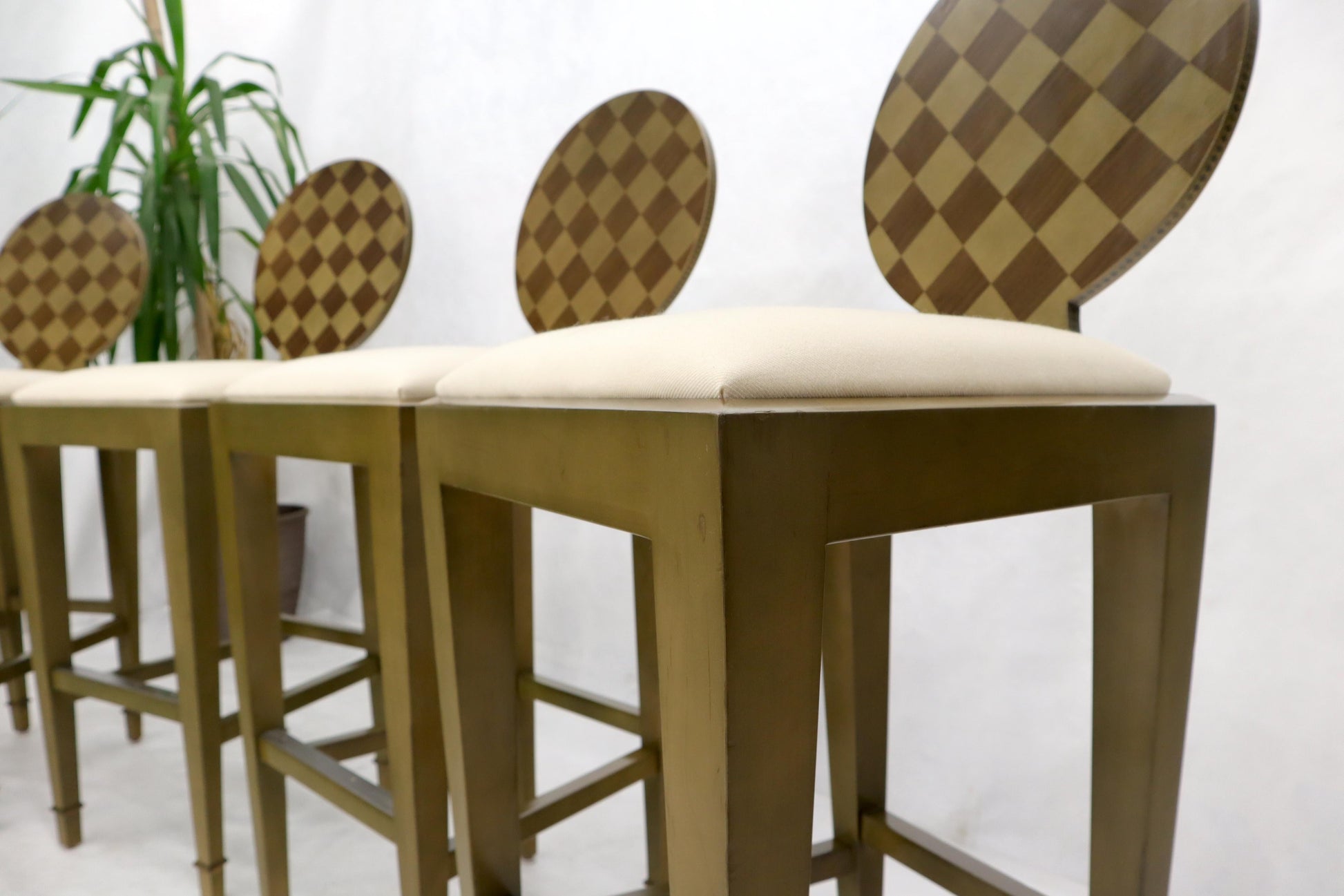 EstablishedLines Set of 4 Decorated Memphis Style Bar Stools New Upholstery