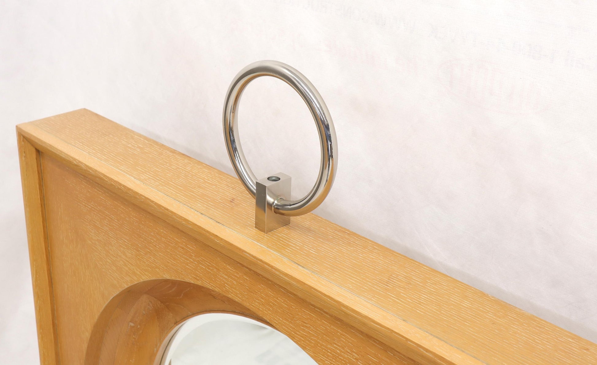 EstablishedLines Large Square Cerused Oak Frame Round Wall Mirror