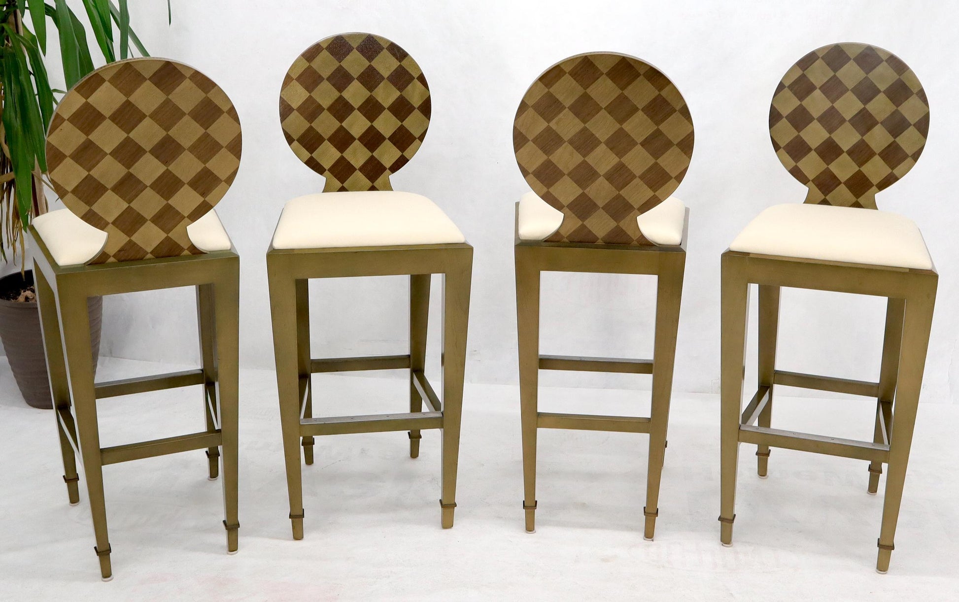 EstablishedLines Set of 4 Decorated Memphis Style Bar Stools New Upholstery