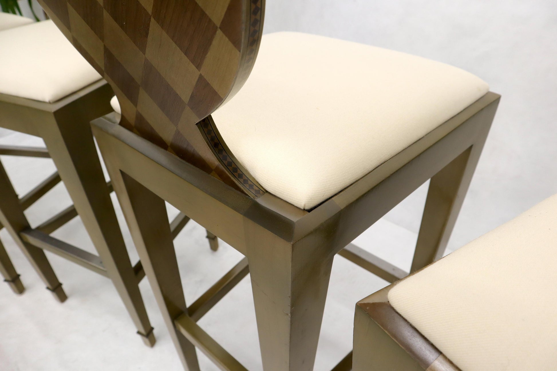 EstablishedLines Set of 4 Decorated Memphis Style Bar Stools New Upholstery