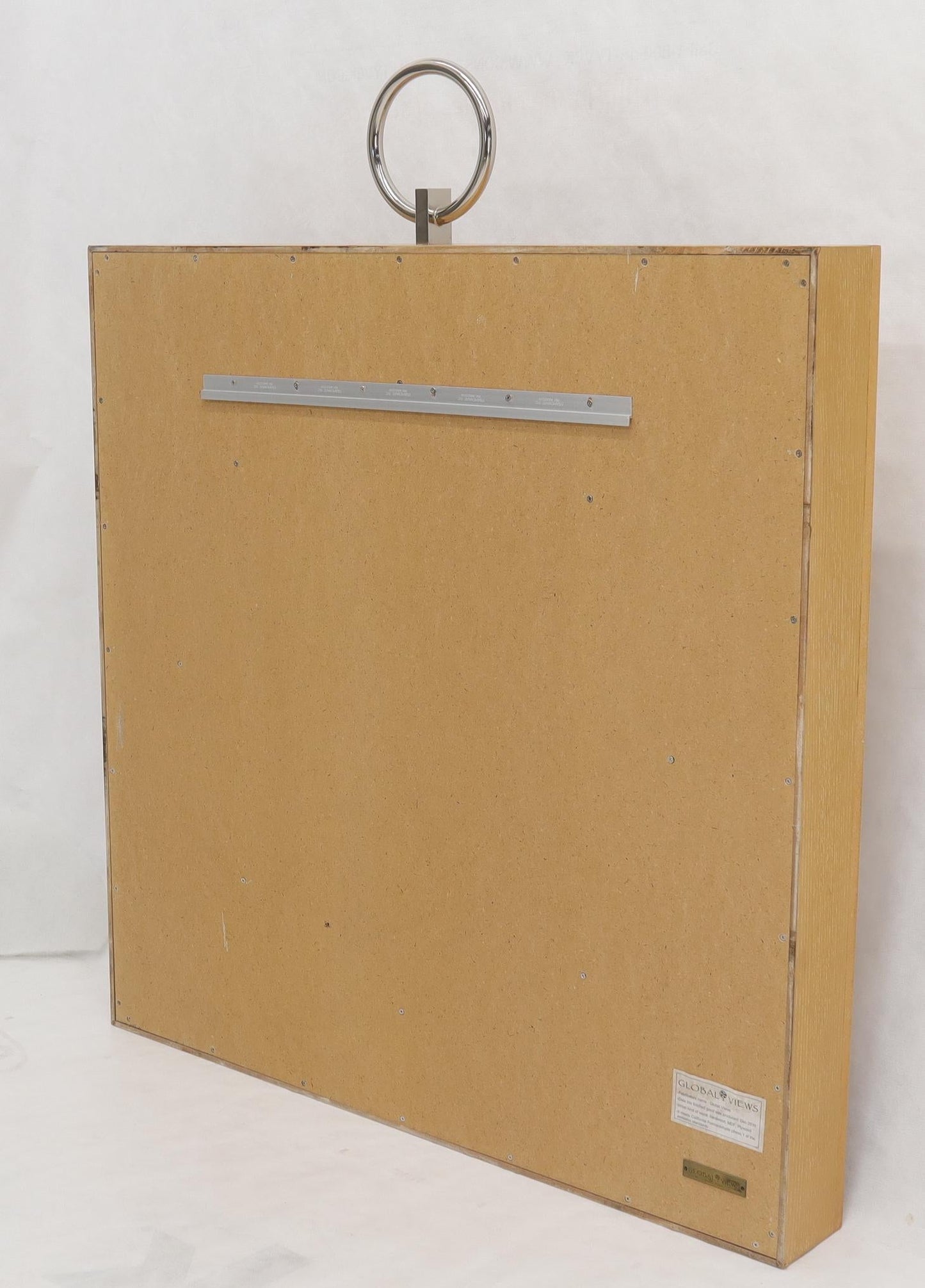 EstablishedLines Large Square Cerused Oak Frame Round Wall Mirror