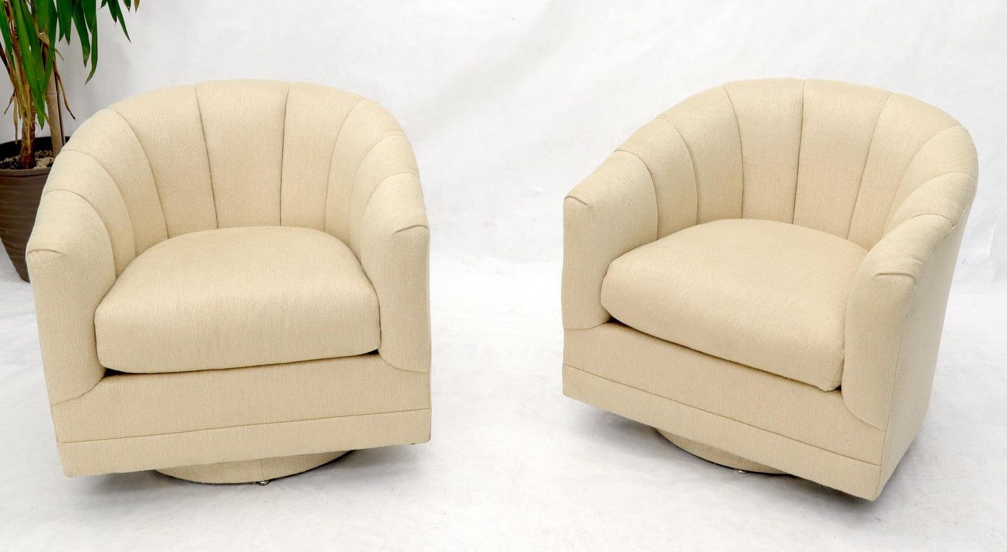 EstablishedLines Oatmeal Type Fabric Scallop Barrel Back Lounge