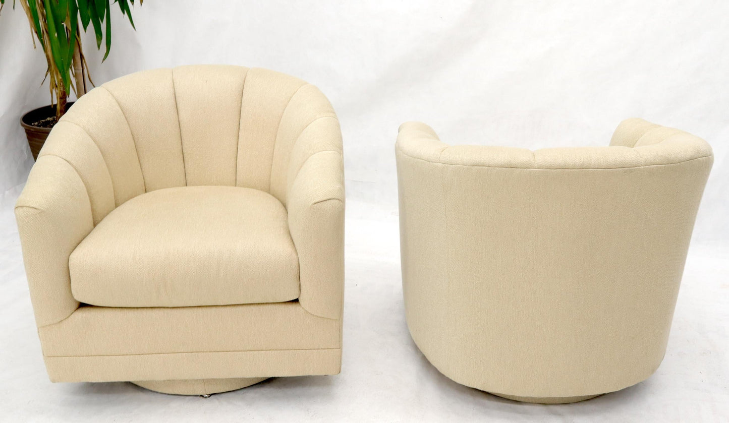 EstablishedLines Oatmeal Type Fabric Scallop Barrel Back Lounge