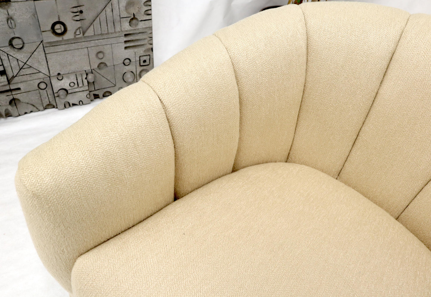 EstablishedLines Oatmeal Type Fabric Scallop Barrel Back Lounge