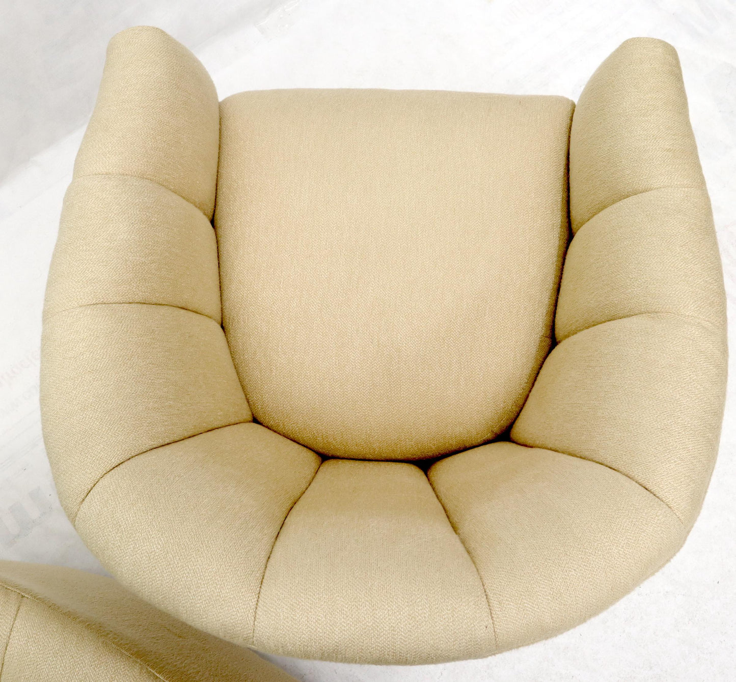 EstablishedLines Oatmeal Type Fabric Scallop Barrel Back Lounge