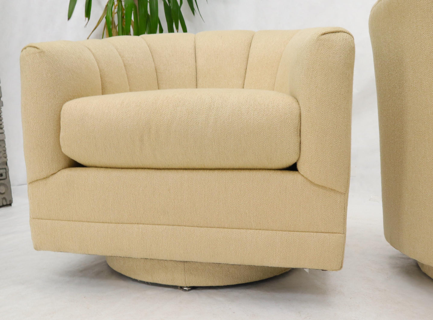 EstablishedLines Oatmeal Type Fabric Scallop Barrel Back Lounge