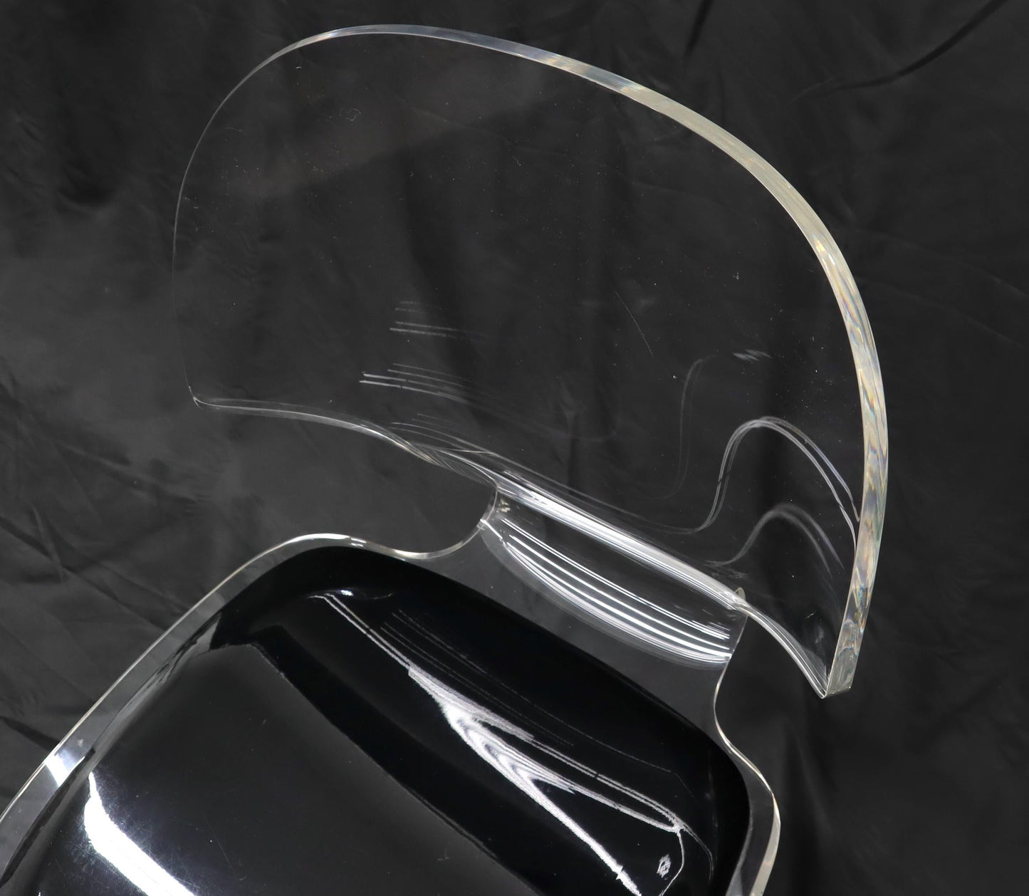 EstablishedLines Tulip Chrome Base Lucite Seats Set of 4 Chairs Dining Table with Glass Round Top